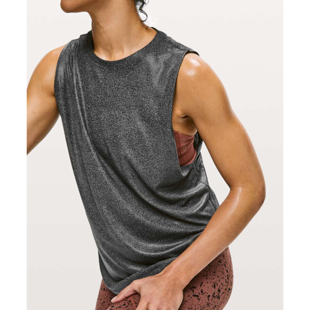 LULULEMON Ride and Reflect Muscle Tank Womens 6 8 Gray Heather Crew Neck